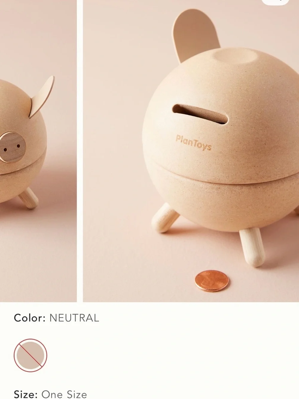 PlanToys Natural Brown Piggy Bank - Kids Toy